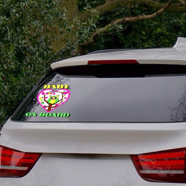 Baby on board - Colorful owl - Car rear  Window Cling (Creator Uploaded)