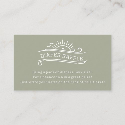 Baby On Board Diaper Raffle Green Baby Shower Enclosure Card