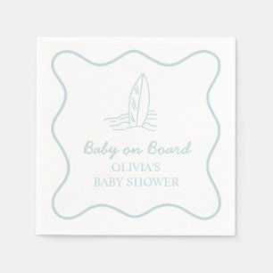 Baby on Board doodle Surfboard Beach Baby Shower Napkins