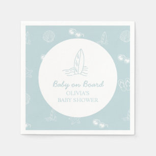 Baby on Board doodle Surfboard Beach Baby Shower Napkins