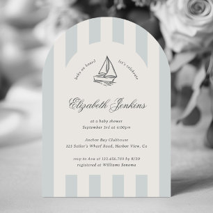Baby On Board Elegant Blue Sailboat Baby Shower Invitation