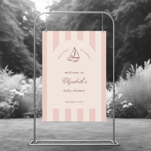 Baby On Board Elegant Pink Sailboat Baby Shower