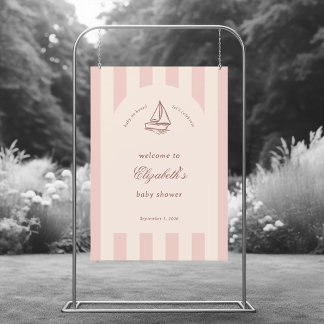 Baby On Board Elegant Pink Sailboat Baby Shower