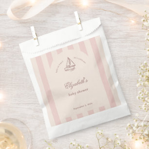 Baby On Board Elegant Pink Sailboat Baby Shower Favor Bag
