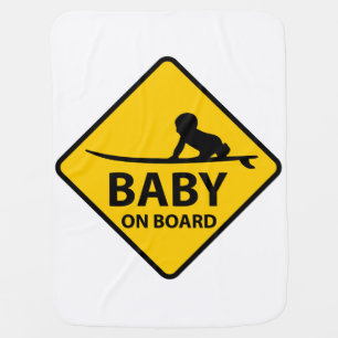 Baby on Board funny baby design with surf board Blanket