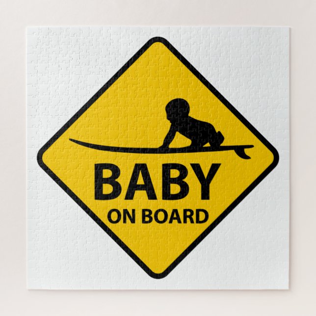 Baby on Board funny baby design with surf board Jigsaw Puzzle (Vertical)