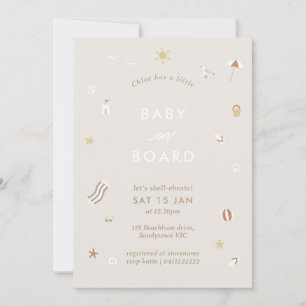 ‘Baby On Board’ Gingham Beach Pool Baby Shower Invitation