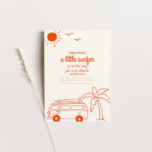 Baby on Board Little Surfer Baby Shower Invitation