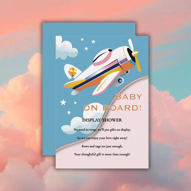 Baby on Board Modern Aviation Airplane Baby Shower Enclosure Card (Creator Uploaded)