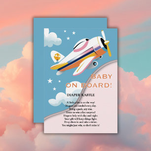 Baby on Board Modern Aviation Airplane Baby Shower Enclosure Card