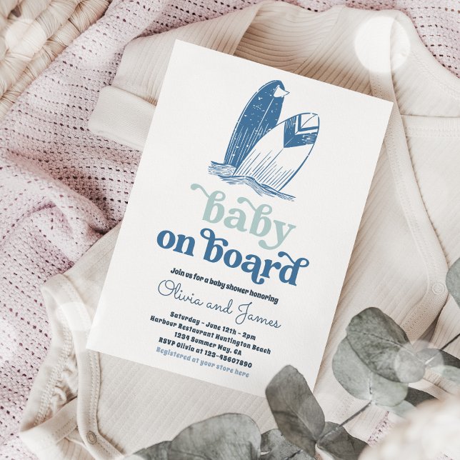 Baby On Board Modern Surf Beach Baby Shower Invitation (Creator Uploaded)