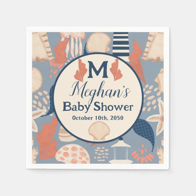 Baby on Board Nautical Baby Boy Shower  Napkins (Front)