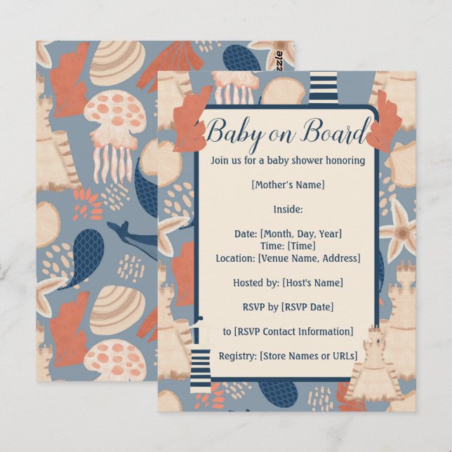 Baby on Board Nautical Baby Boy Shower  Postcard (Front/Back)