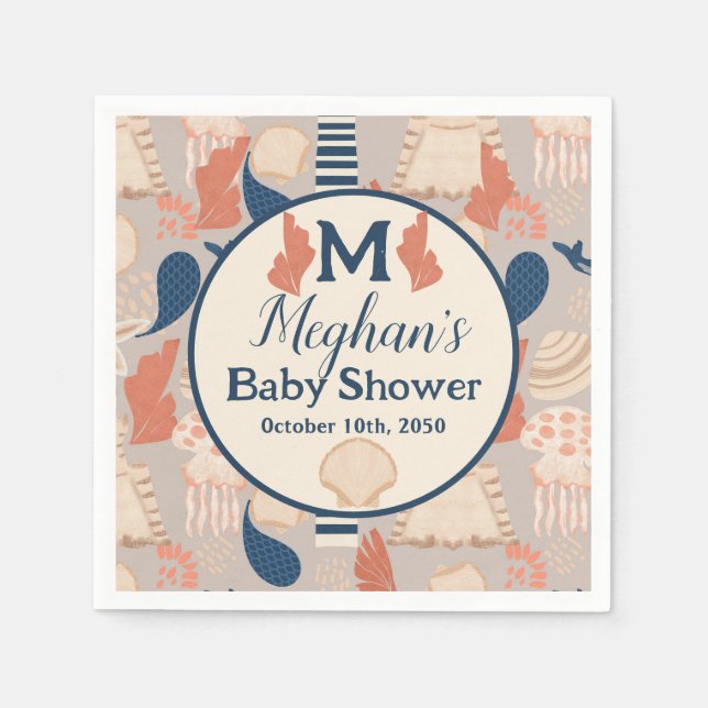 Baby on Board Nautical Baby Shower  Napkins (Front)