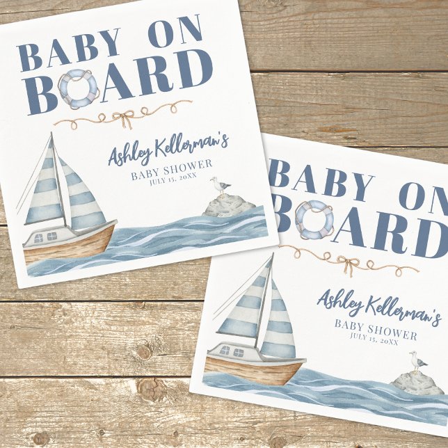 Baby On Board Nautical Baby Shower Napkins (Baby On Board Nautical Baby Shower Napkins)