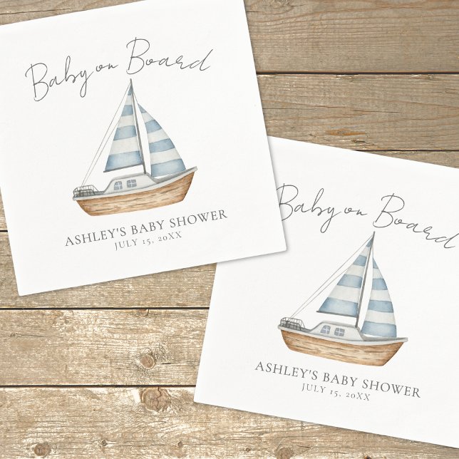 Baby On Board Nautical Baby Shower Napkins (Baby On Board Nautical Baby Shower Napkins)
