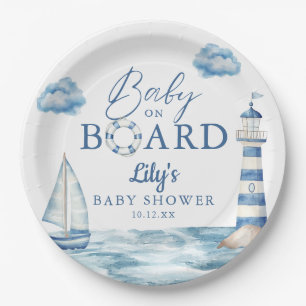 Baby On Board Nautical Baby Shower Paper Plates
