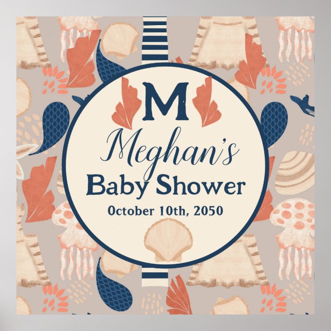 Baby on Board Nautical Baby Shower  Poster (Front)