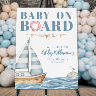 Baby On Board Nautical Baby Shower Welcome Sign