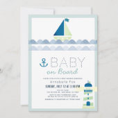 Baby on Board Nautical Blue Boy Baby Shower Invitation (Front)
