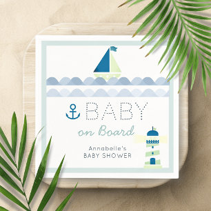 Baby on Board Nautical Blue Boy Baby Shower Napkins