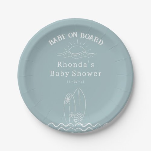 Baby On Board Neutral Baby Shower Welcome Paper Plates