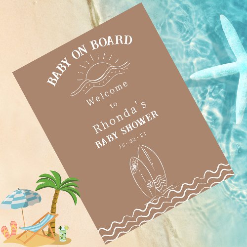 Baby On Board Neutral Baby Shower Welcome Photo Print