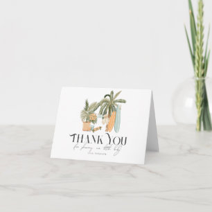 Baby on Board Palm Tree Surfboard Baby Shower Letterpress Thank You Card