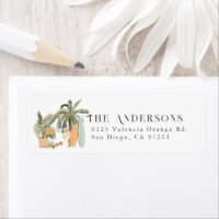 Baby on Board Palm Tree Surfboard Return Address