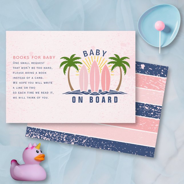 Baby on board pink baby girl shower books for baby enclosure card (Creator Uploaded)