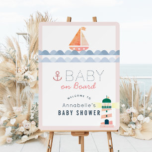 Baby on Board Pink Baby Shower Welcome Sign