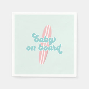 Baby on Board Pink Beach Baby shower Napkins