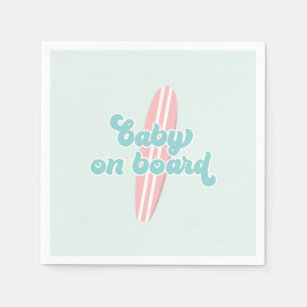 Baby on Board Pink Beach Baby shower Napkins