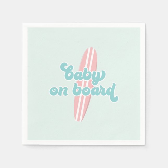 Baby on Board Pink Beach Baby shower Napkins (Front)