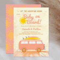 Baby on board pink girl surfboard baby shower