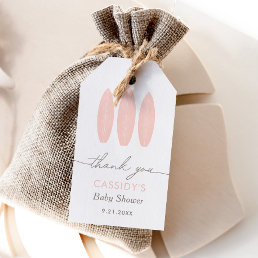 Baby on Board Pink Surf Baby Shower Gift Tags