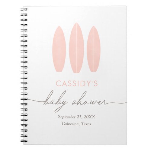 Baby on Board Pink Surf Baby Shower Guest Book