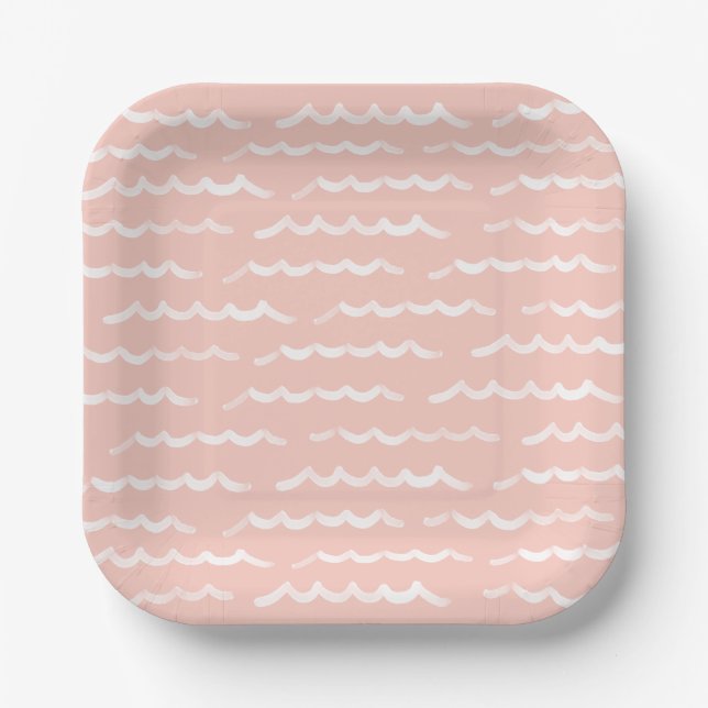 Baby on Board Pink Surf Baby Shower Paper Plates (Front)