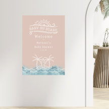 Baby On Board Pink Surf Baby Shower Welcome