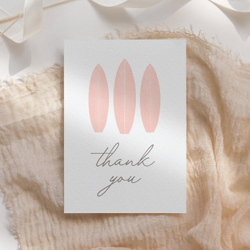 Baby on Board Pink Surfboard Baby Shower Thank You Card