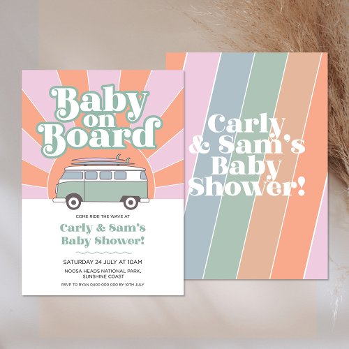 Baby on Board Retro Baby Shower Invitation