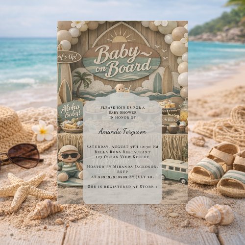 Baby on Board retro beach Baby Shower