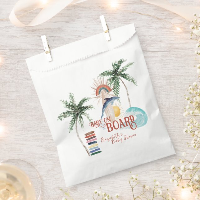 Baby on Board | Retro Summer Surf Baby Shower Favor Bag (Clipped)