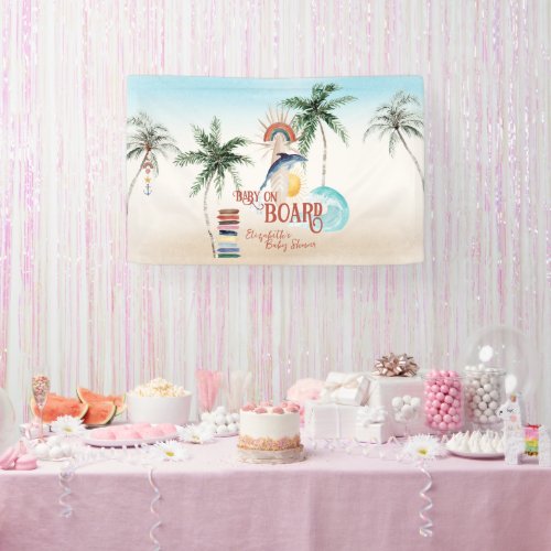 Baby on Board  Retro Summer Surf Banner