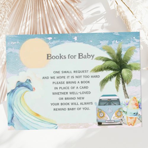 Baby on Board Retro Surfing Beach Baby Shower Enclosure Card