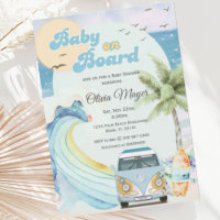 Baby on Board Retro Surfing Beach Baby Shower