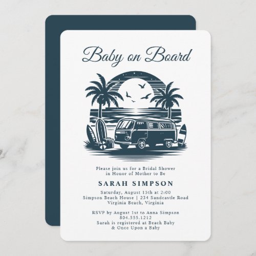 Baby on Board Retro Tropical Baby Shower  Invitation