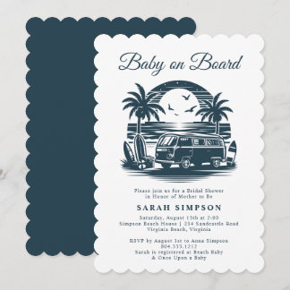 Baby on Board Retro Tropical Baby Shower Invitation