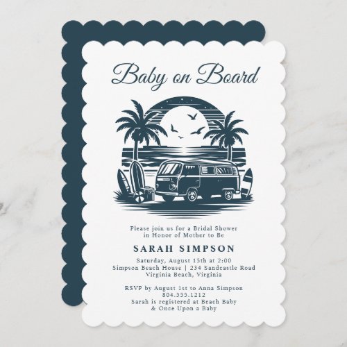 Baby on Board Retro Tropical Baby Shower  Invitation