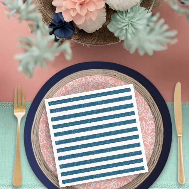 Baby on Board Rustic Nautical Stripe Baby Shower Napkins (Creator Uploaded)